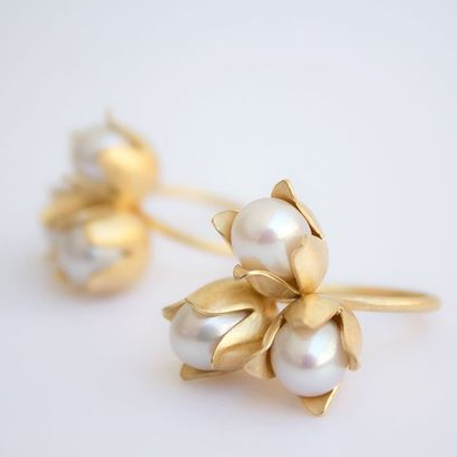 Classic Golden Earrings with Vintage Pearl Accents