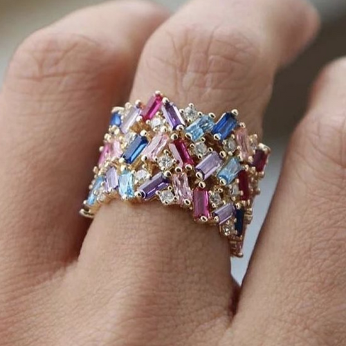 Retro Colorful Inlaid Crystal Ring