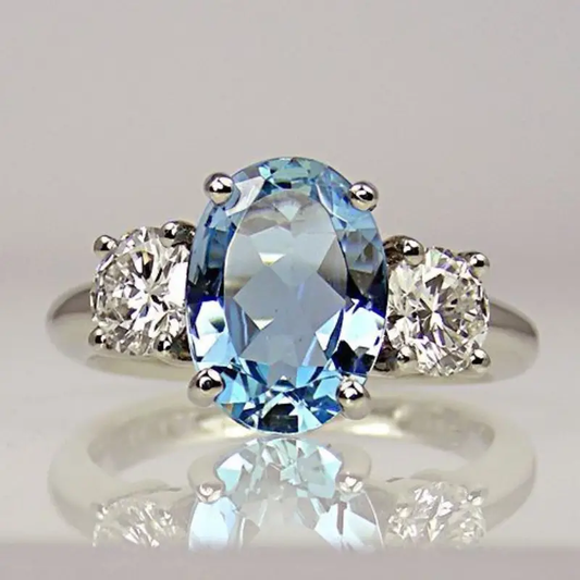 Retro Sky Blue Crystal Ring