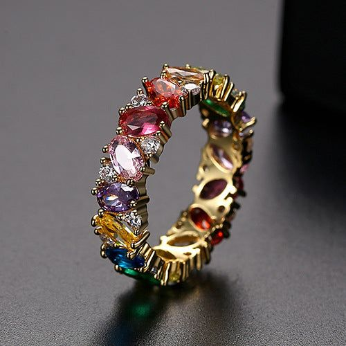 Retro Colorful Zirconia Ring