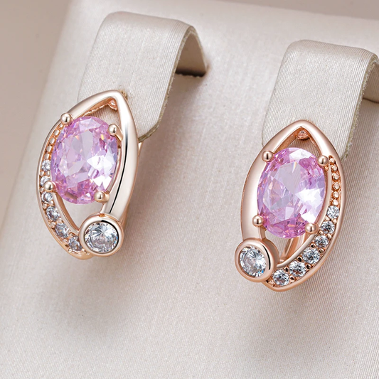 Chic Pink Glass Drop Earrings