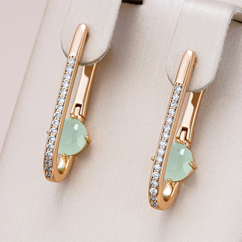 Chic Green Crystal Earrings