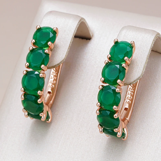 Chic Green Crystal Hoop Earrings