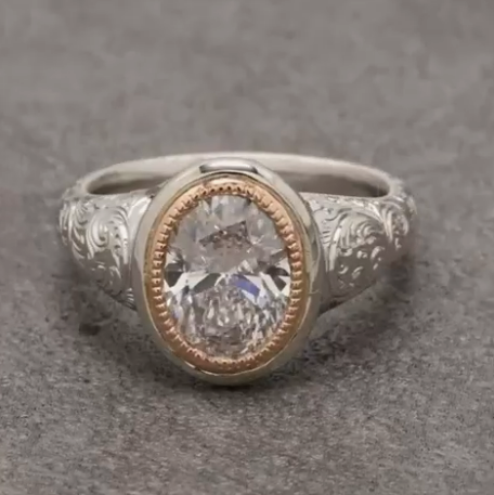 Retro Sparkling Silver Crystal Ring