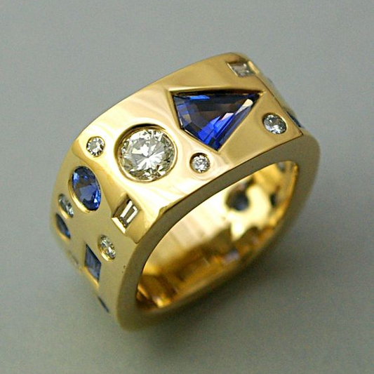 Antique Gold Inlaid Glass Ring