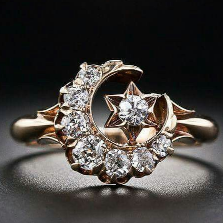 Retro Radiant Moon Ring