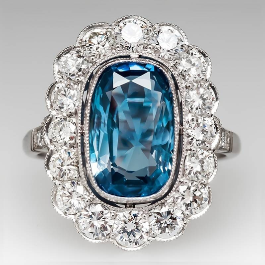 Antique Silver Ring with Blue Zirconia