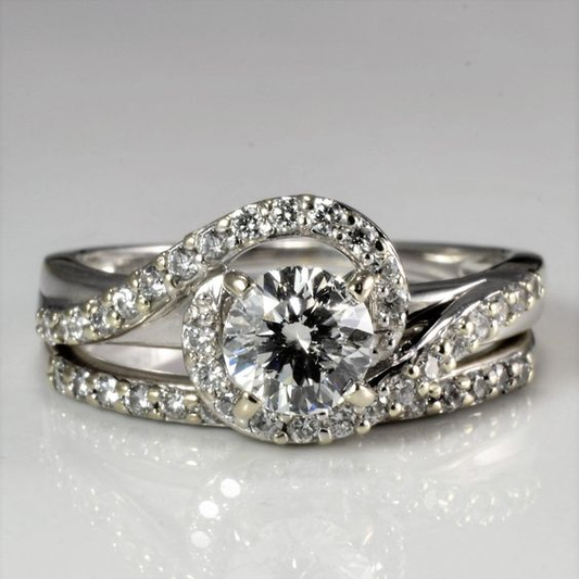 Retro Spiral Glass Silver Ring