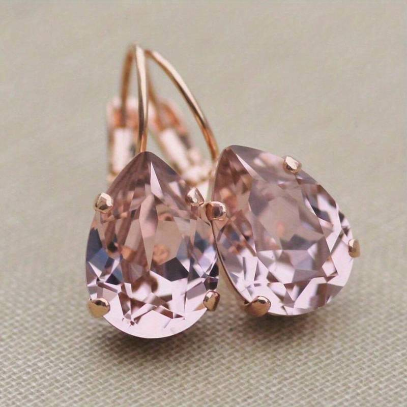 Retro Pink Glass Dangle Earrings