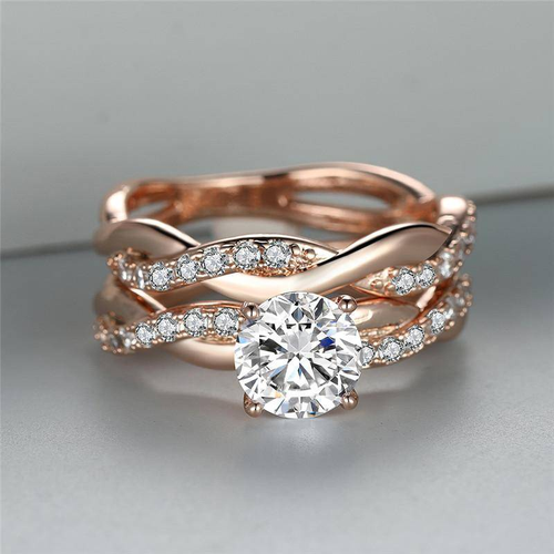 Antique-Inspired Layered Rose Zirconia Ring