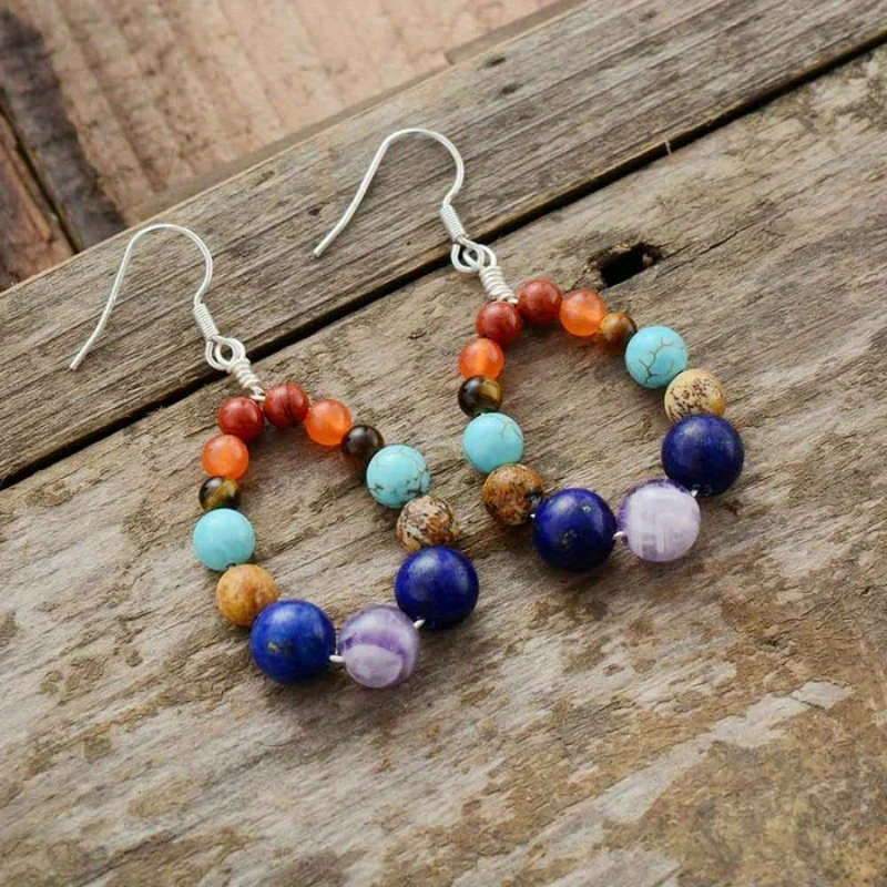 Retro Colorful Gemstone Earrings