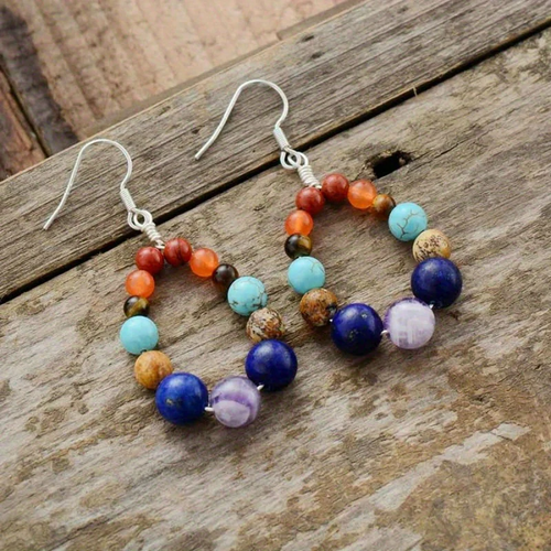 Retro Colorful Gemstone Earrings