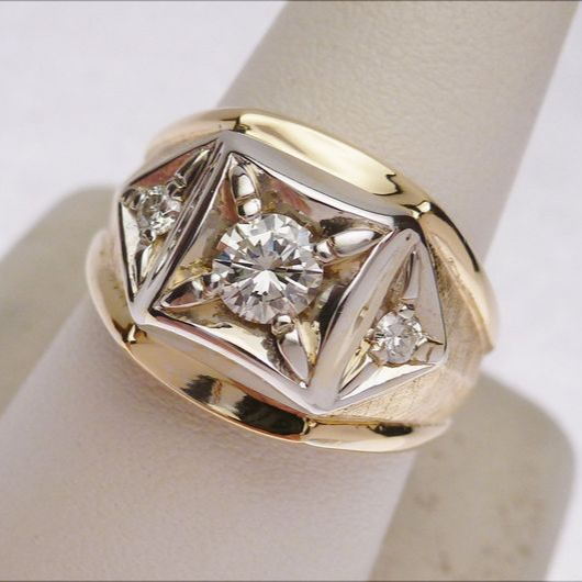 Retro Square Zirconia Ring in Gold and Silver