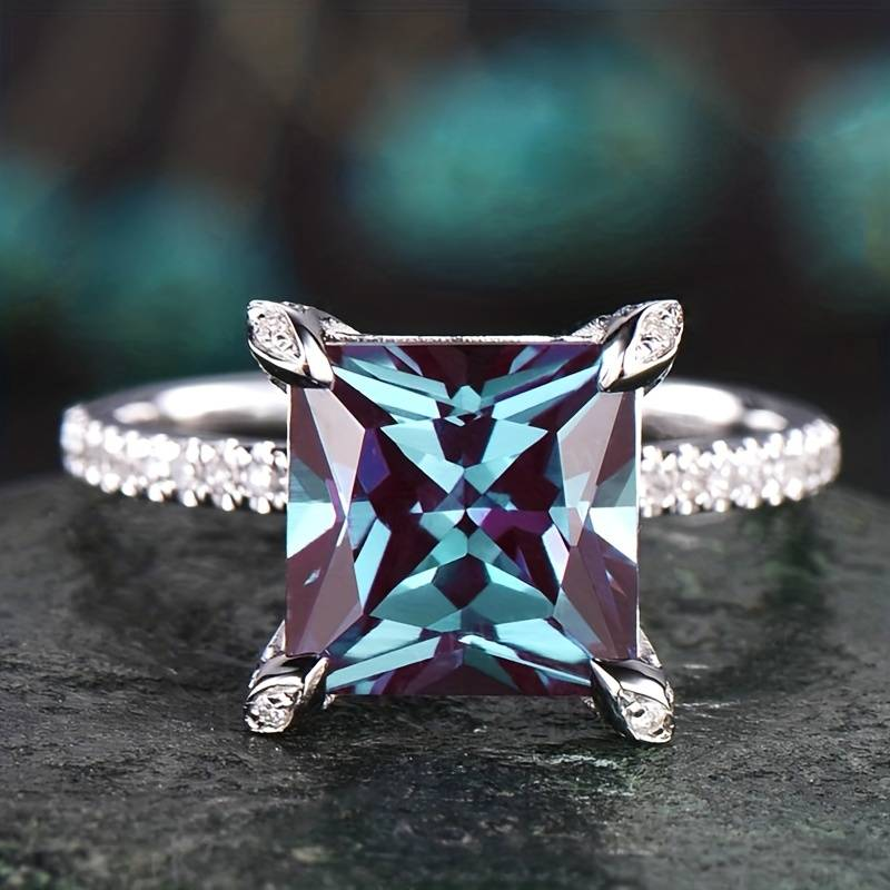 Retro Blue Cubic Ring