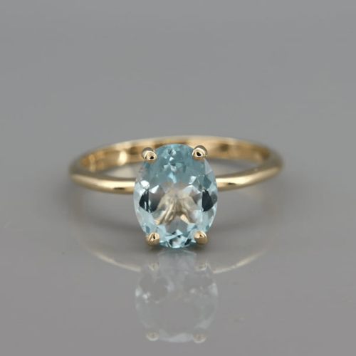 Antique Gold Ring with Blue Crystal Accent
