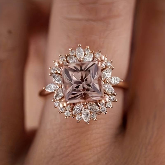 Antique Inlaid Crystal Floral Ring