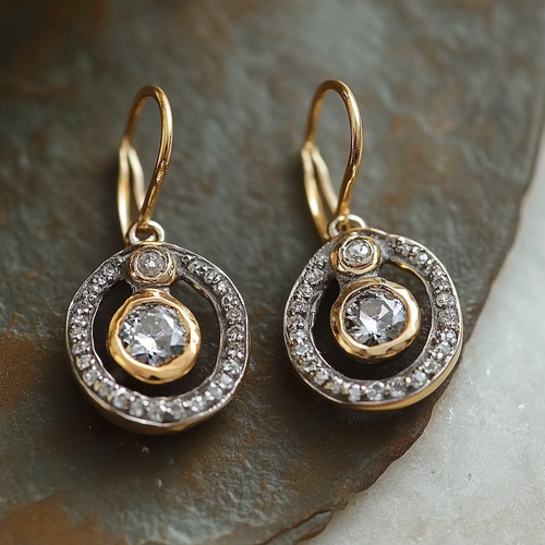 Classic Gold Earrings with Vintage Zirconia Accents