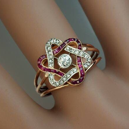 Classic Garnet and White Crystal Ring