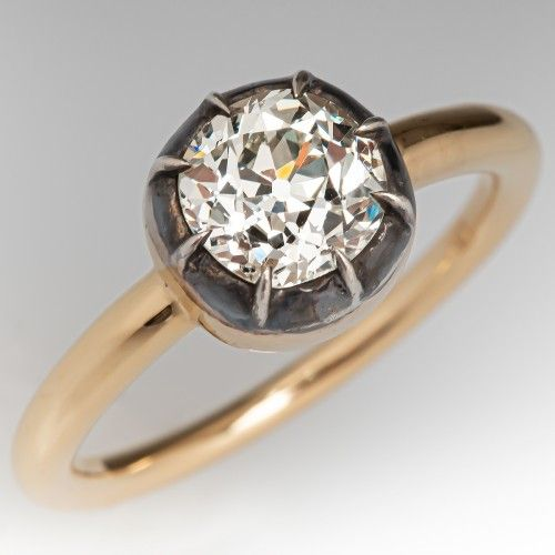 Antique Gold Ring with Inlaid Crystal Ball