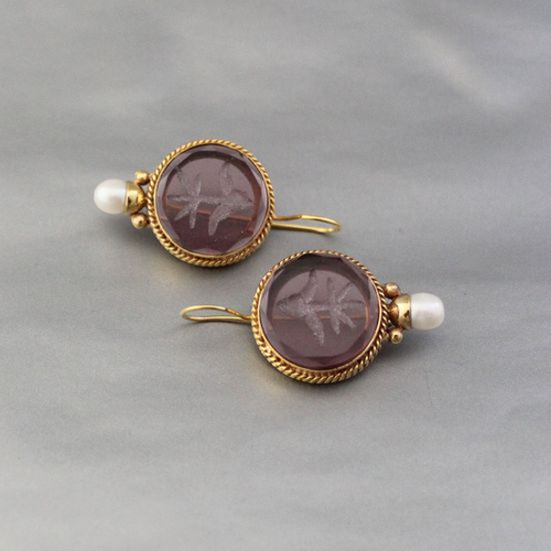 Classic Garnet Crystal and Pearl Earrings