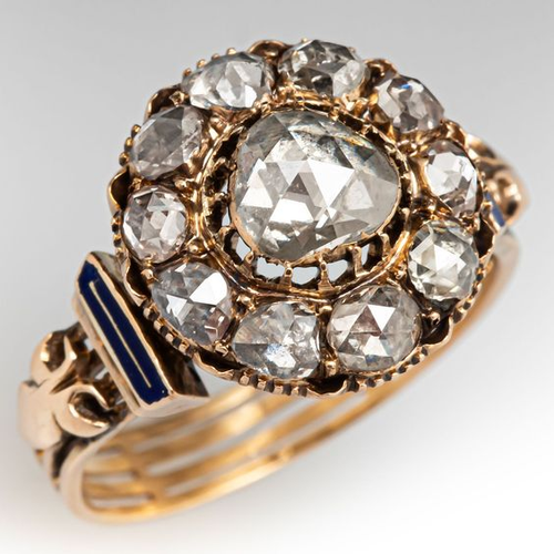 Antique Inlaid Crystal Gold Ring