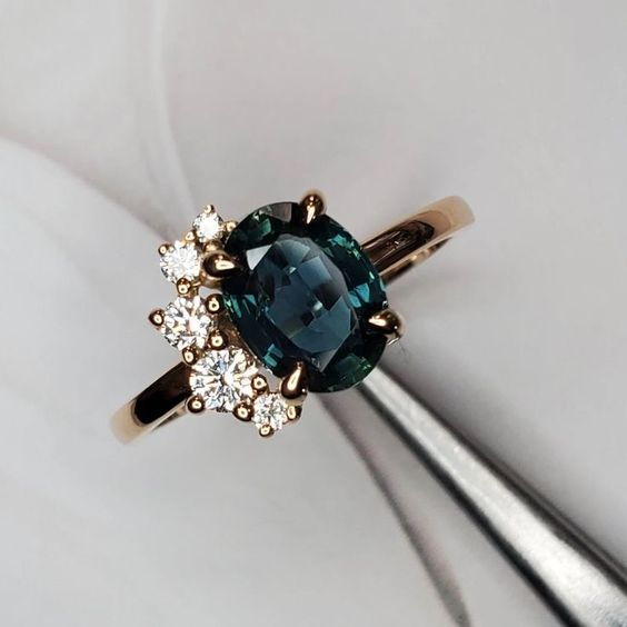Retro Blue Crystal and Zirconia Ring
