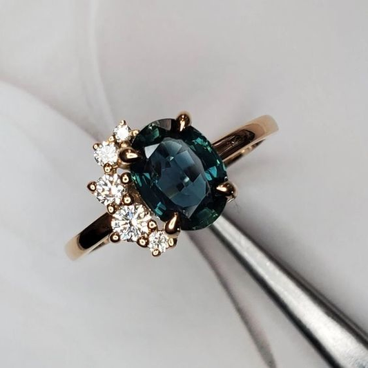 Retro Blue Crystal and Zirconia Ring