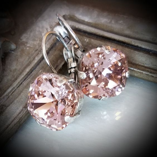 Retro Pink Glass Earrings