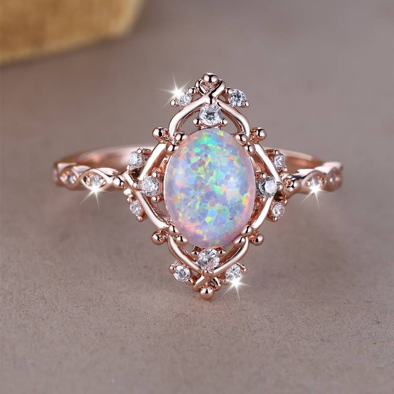 Classic Rose Gold Opal Ring
