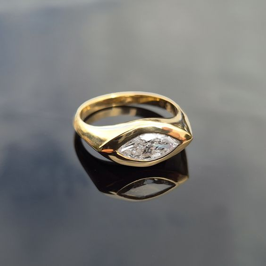Classic Gold Ring with Vintage Zirconia Eye Design