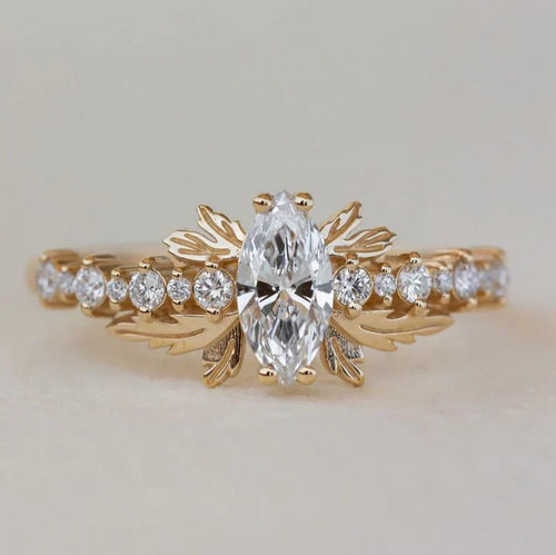 Retro Gold Ring with Starlight Zirconia