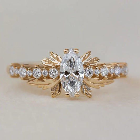 Retro Gold Ring with Starlight Zirconia