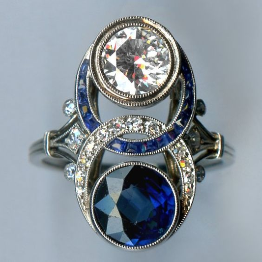 Classic Blue Crystal Knotted Ring
