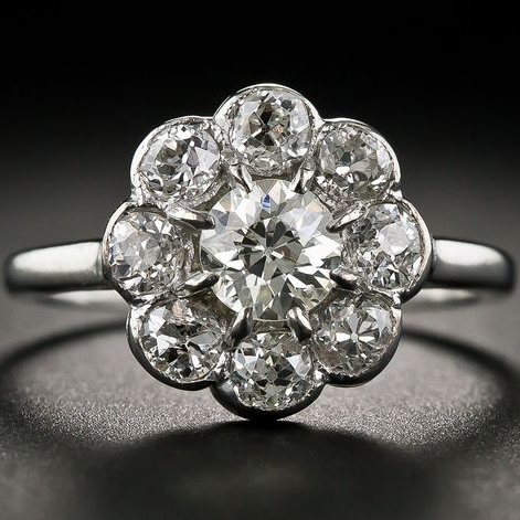 Retro Crystal Floral Ring
