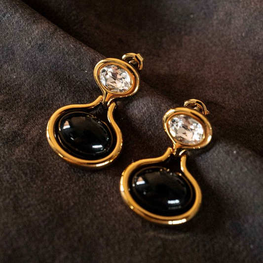 Retro Black and Gold Earrings