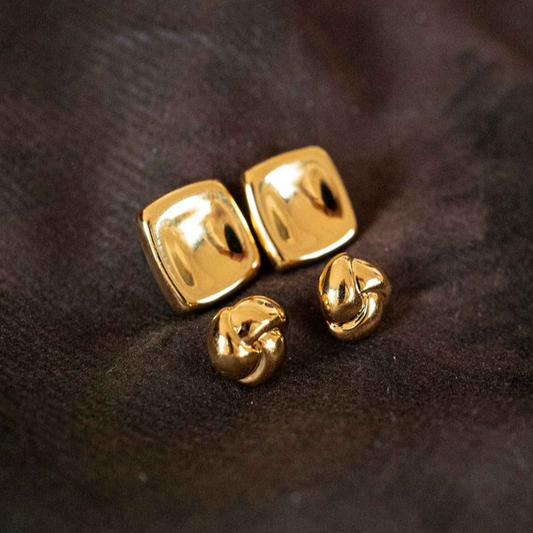 Retro Gold Square Earrings