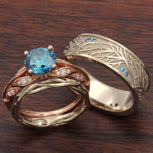 Antique Blue Crystal Gold Ring Collection