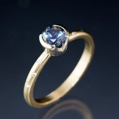 Retro Blue Crystal Orb Ring