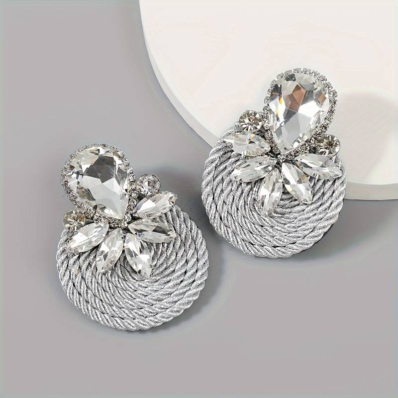 Classic Silver-Toned Crystal Round Earrings
