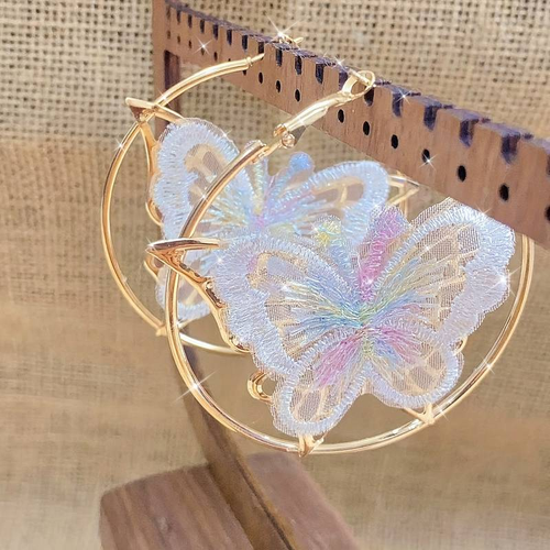 Classic White Butterfly Hoop Earrings