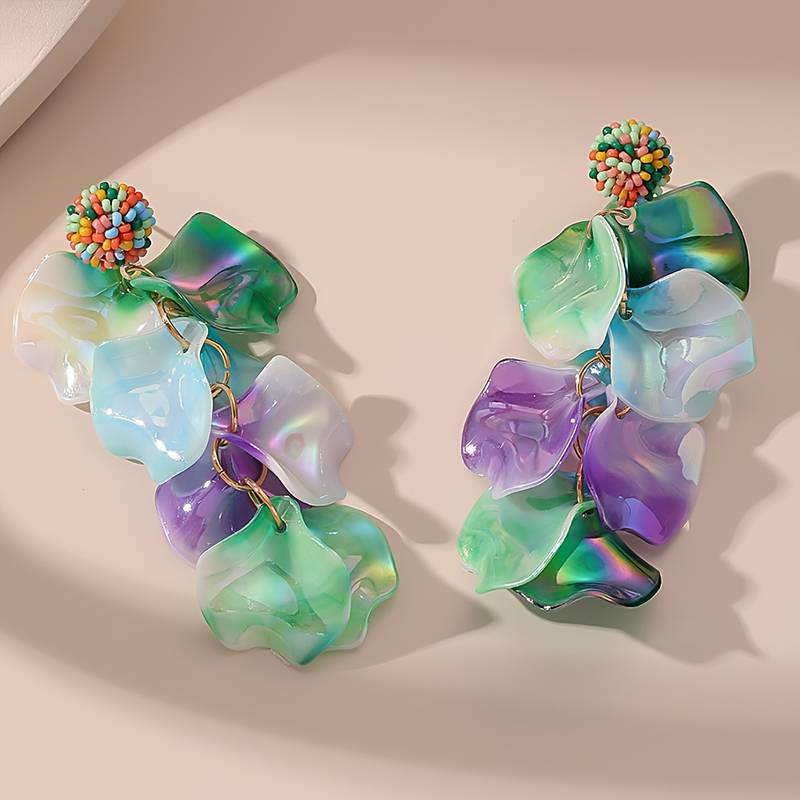 Retro Colorful Floral Earrings