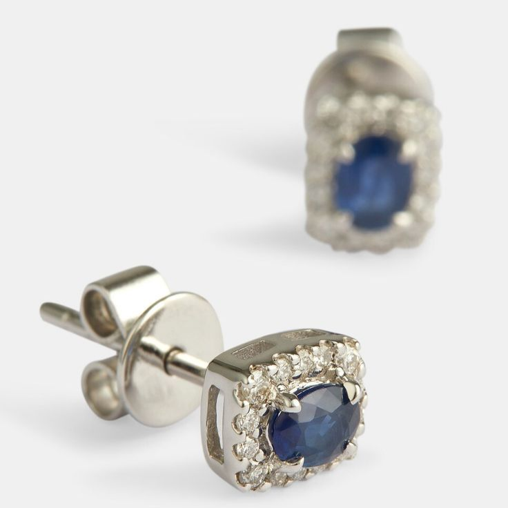 Classic Blue Zirconia Silver Stud Earrings