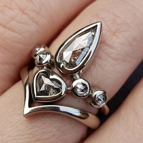 Antique Oval Crystal Silver Ring