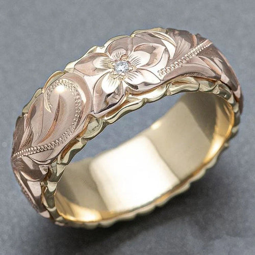 Antique-Inspired Gold Ring with Vintage Rose Design