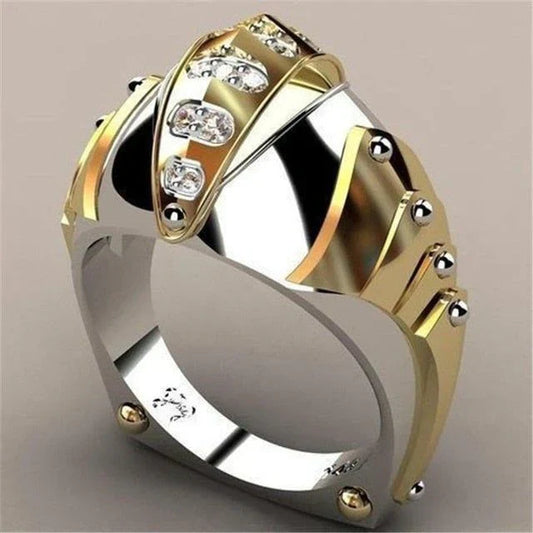Retro Gold and Silver Sparkling Zirconia Ring