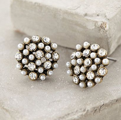 Classic Round Pearl-Encrusted Earrings