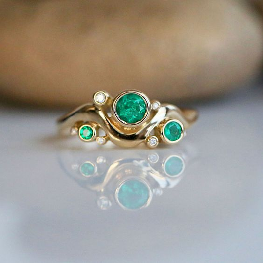Antique Green Inlaid Glass Ring