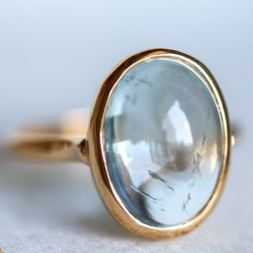 Retro Aquamarine Glass Ring