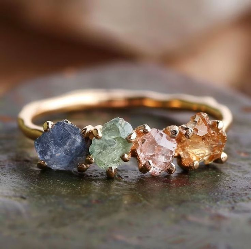 Retro Multicolored Gemstone Ring