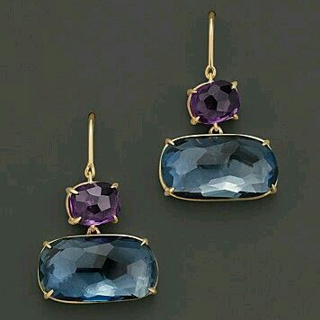 Retro Blue and Purple Glass Earrings
